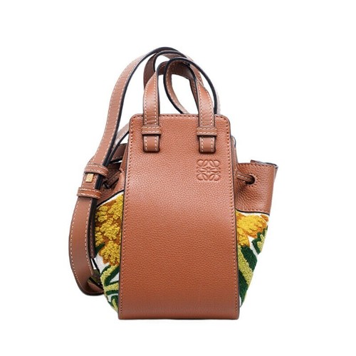 Mini borsa tote Loewe amaca con fiori marrone