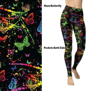 Neon Butterfly Leggings with pockets - Picture 1 of 3
