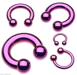 Horseshoe Heavy 10 Gauge 1/2" Titanium IP Purple 6mm Balls Body * - Picture 1 of 4