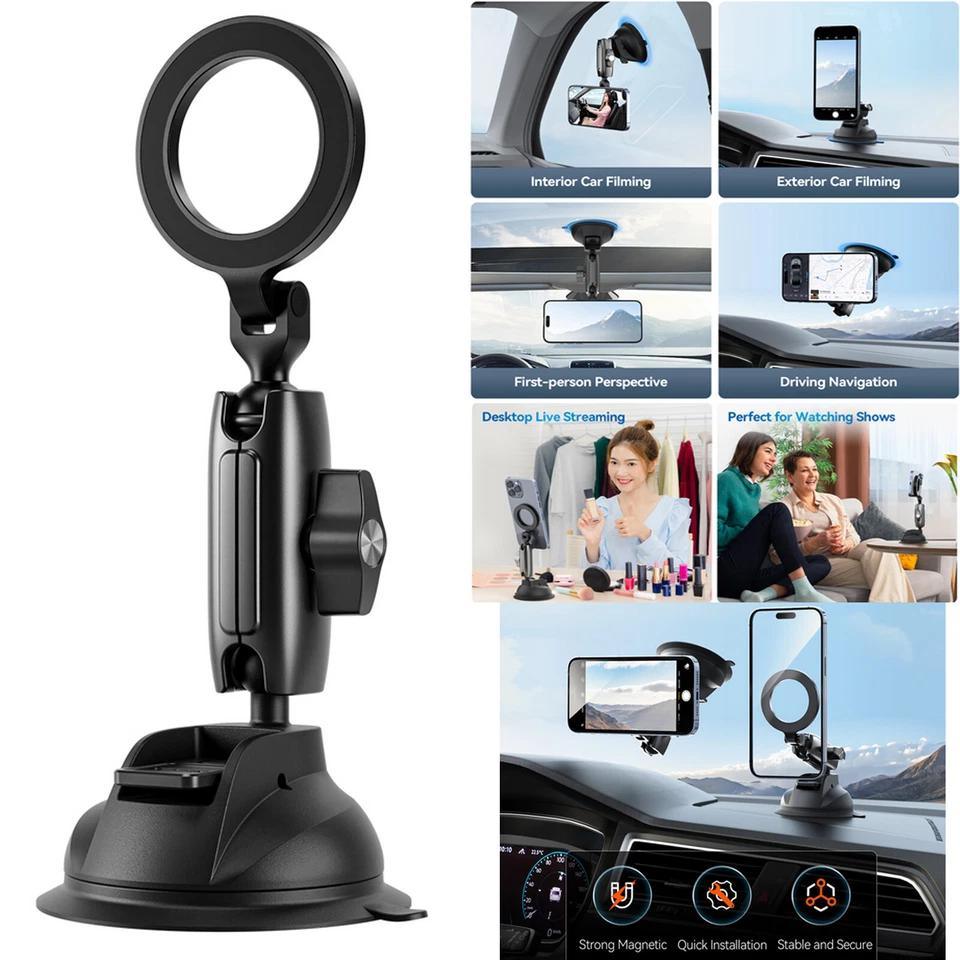 Magnetic Suction Cup Holder Car Navigation GPS Cell Phone Mount Desktop Bracket - Image 1 of 4