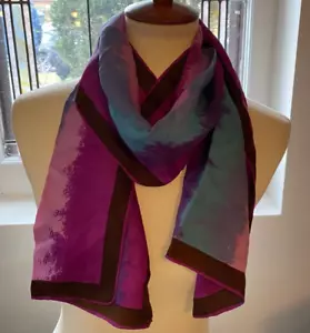 Sciarpa lunga fantasia righe miste | viola, marrone, blu | donna | collo luminoso - Foto 1 di 4