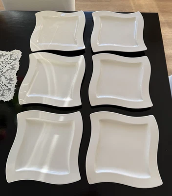 Villeroy & Boch Dinner Plate Set 6 Square New Wave 10.5" White Germany - Image 1 of 4