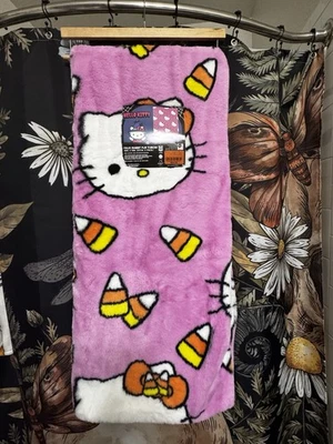 2025 Halloween Hello Kitty Faux Rabbit Fur Throw Corny Kitty Blanket - Image 1 of 3