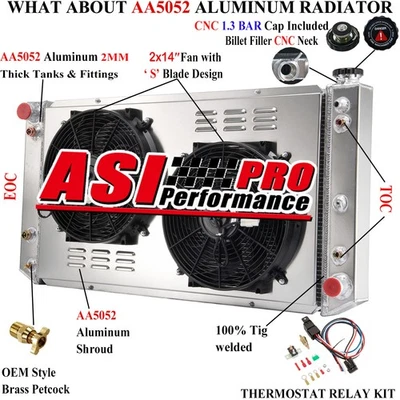 4 ROW Radiator w/ Shroud Fan FIT 1992 1993 Chevy GMC C/K 2500 3500 6.5L AT V8. Foto 1 de 4