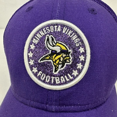 New Era Minnesota Vikings Women’s Glitter 9forty Trucker Hat Purple & Yellow - Image 1 of 4