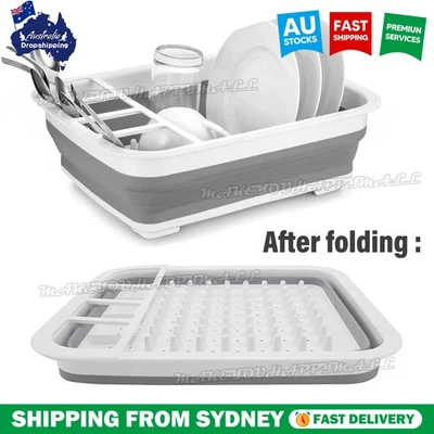 10L Collapsible Dish Drainer/Drying Dish Rack/strainer Caravan Cups Plates - image 1 of 4