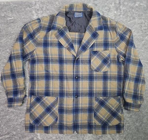Vintage Pendleton Jacket Mens XL Brown Blue Wool Blazer Sport Coat Chore Barn - Picture 1 of 7