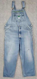 Vintage Liberty Men's Distressed Zip-Fly Blue Denim Bib Overalls; Size 42x26 - Picture 1 of 12