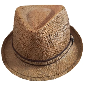 Tommy Bahama Fedora Hat Men's Large Natural Raffia Woven Straw Beach Sun Cap - Picture 1 of 7