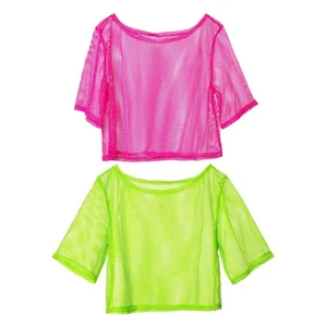 1980er Jahre Fischnetz Shirt Casual Sexy Fishnet Top Frauen lässig sexy 80er Ko - Bild 1 von 18