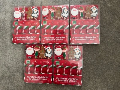 Xmas.Straws x20.Character Toppers Santa Elf Ginger B man & Penguin.Bnibox.BC🇺🇦 — 第 1/4 张图片