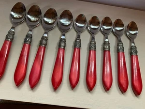 9 Piece Lot Pioneer Woman Red Cowgirl Lace Stainless Steel Flatware Spoons - Picture 1 of 4