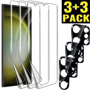[3+3 Pack] For Samsung Galaxy S23 Ultra Plus S22 Ult Screen Protector Lens Cover - Picture 1 of 6