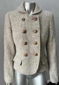 Tweed veste double poitrine laine manteau veste courte 10 - Photo 1/6