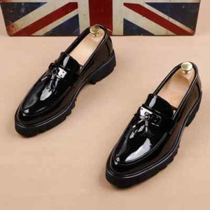 Men's Wedding Party Dress Leather Shoes Slip-on Shoe Platform Loafers Gentleman - Picture 1 of 26
