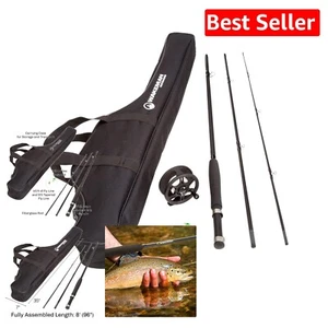 Beginner-Friendly Fly Fishing Combo - 8' Rod, Reel & Carry Case for Bass & Trout - Picture 1 of 10