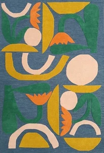 9 x 12 Feet Bohemian Floral Wool Area Rug Hand Tufted Green & Orange Carpet - Picture 1 of 8