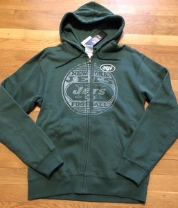 New York Jets Mens Hoodie Small Nwt Vintage Worn Look Full Zip Majestic - Picture 1 of 5