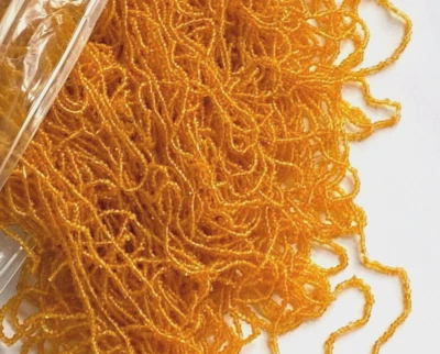 RARO Antiguo Micro Cuentas Semilla-16/0 Luz Puesta de Sol Naranja Transparente-2.5g Hanks Foto 1 de 3