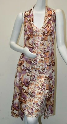 Новый Chanel 2 ПК набор скольжения + платье на пуговицах шелк сирень CC COCO печати слоновой кости 36 - Изображение 1 из 4