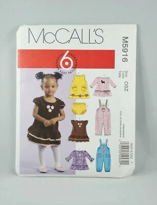 McCall Infant Dress Overalls Panties Bloomers Sewing Pattern Osz Uncut - Image 1 of 4