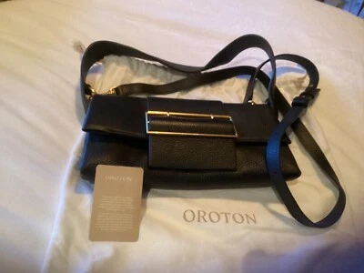 OROTON Anise Black Bag With Gold Buckle Great Condition Rare & Stunning - Image 1 of 4