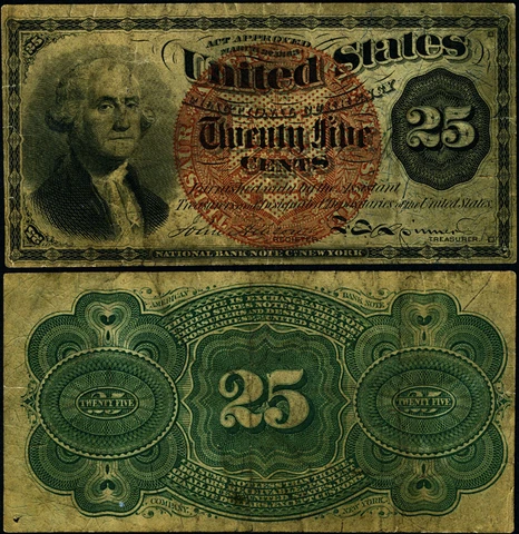 FR. 1307 25 c. 4th Issue Fractional Note Fine+ Cover