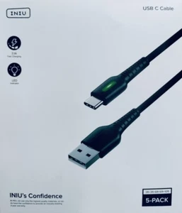 INIU USB C Cable 5 PACK QC 3.1 Fast Charging USB Type C Cable - Picture 1 of 4