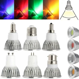Red Blue Green Yellow LED COB Spotlight Bulb GU10 E27 E14 Dimmable 9W 12W Lamps - Picture 1 of 11