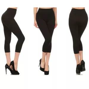 5 Pc Leggings Capri Womens Bottom Seamless Stretch Yoga Pants Exercise Gym Black - Picture 1 of 1