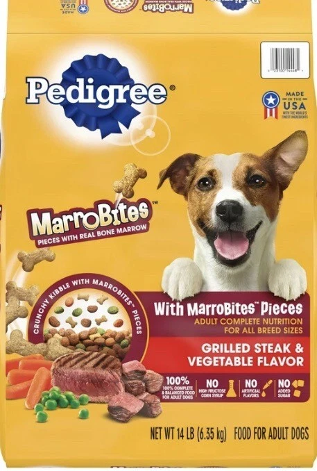 PEDIGREE With MarroBites Pieces Adult Dry Dog Food Steak Vegetable Flavor 14 lb