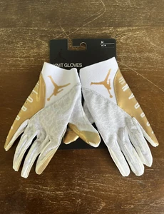 Air Jordan Vapor Knit Football Receiver White/Gold Gloves Men's Size Medium - Picture 1 of 9