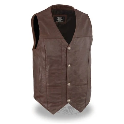Milwaukee Leather 3702 Men's Leather V-Neck Western Style Motorcycle Riding Vest - Image 1 of 4