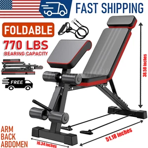 770LBS Adjustable Foldable Weight Bench Home Gym Strength Training Workout Bench - Picture 1 of 13