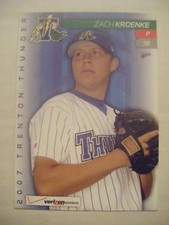 ZACH KROENKE 2007 TRENTON THUNDER baseball card NEBRASKA CORNHUSKERS OMAHA NE HS