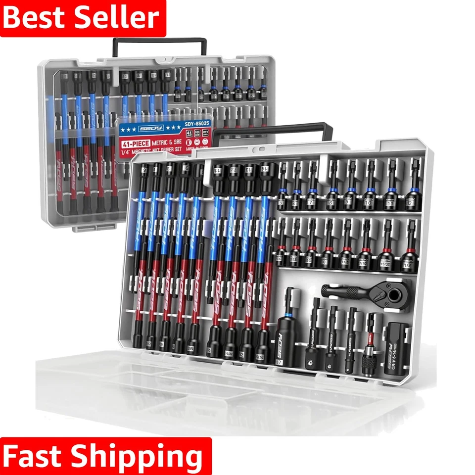 Juego completo de herramientas de 41 piezas con atornilladores de impacto magnéticos y trinquete de cambio rápido Foto 1 de 4
