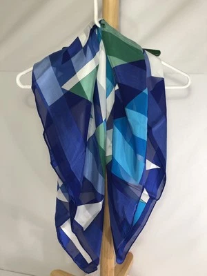 "Bufanda Marja Kurki azul/verde azulado/blanco 33"" X 33"" cuadrada"  Foto 1 de 4