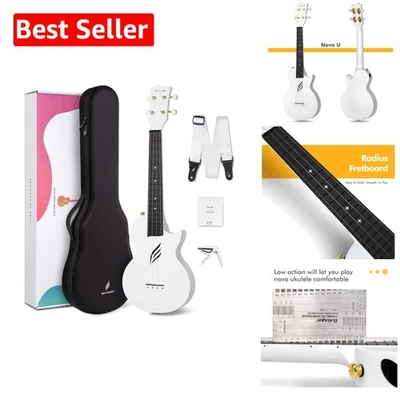 23'' Carbon Fiber Travel Ukulele with Beginner Kit & Online Lessons - White - Image 1 of 4