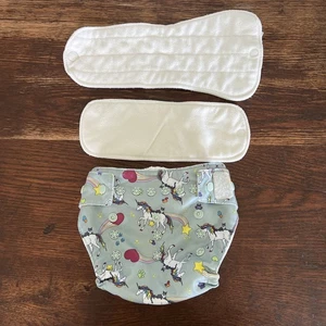GroVia Purrrrfact Adjustable All In One Diaper With Inserts 10-35lbs Unicorn Cat - Picture 1 of 12