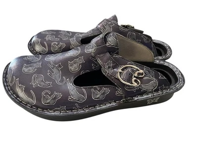Alegria NWOT Delicut Cat Kitten Leather Clogs Mules Size 40/ US 8.5 Gray Blue - Image 1 of 4