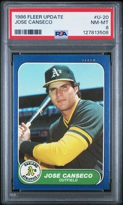 JOSE CANSECO 1986 FLEER UPDATE #U-20 PSA 8 NM-MT QTY - Image 1 of 2