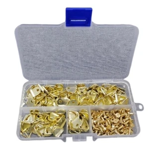 Metal Triangle Frame Hooks with 100 Screws for Easy Photo and Artwork Display - Picture 1 of 12