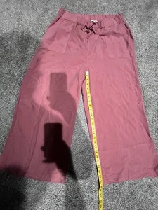 TS Thread & Supply Womens XXL Wide Leg Crop Pants Lyocell Pull On Pink - Picture 1 of 4