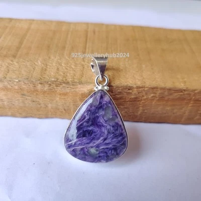 Precioso colgante de piedras preciosas Charoite de plata de ley 925 colgante de regalo de boda PG6224 Foto 1 de 4