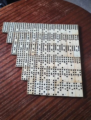 Antique Ultra Rare Ebony Bone Double Twelves Dominoes  (Complete above Six) - Image 1 of 4