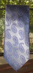 Canali 1934 Men's Silk Tie Purple Silver Paisley 61x3.25 Made in Italy XL - Picture 1 of 9