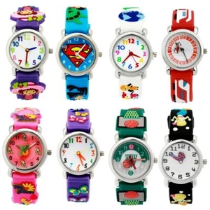 3D Cartoon Analog QUARZUHR Gummiband Kinder Armbanduhr Mädchen Jungen Geschenke - Bild 1 von 83