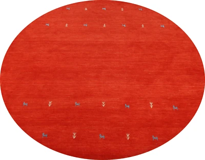 Ethnic Indian Gabbeh Wool Round Rug Handmade with Tribal Style 7x7 ft. - Image 1 of 4