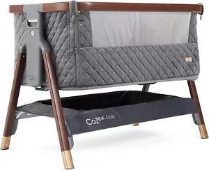 Tutti Bambini CoZee Luxe bedside crib Walnut & Slate with mattress & travel bag - Picture 1 of 9