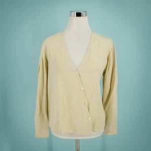 Thakoon Size 8 Ivory Asymmetrical Button Long Sleeve Tencel Linen Blend Top - Picture 1 of 6